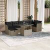 vidaXL Garden Sofa Set Light grey PE rattan Large Adjustable Armrests