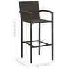 vidaXL Garden Bar Set Brown PE rattan, powder-coated steel, tempered glass