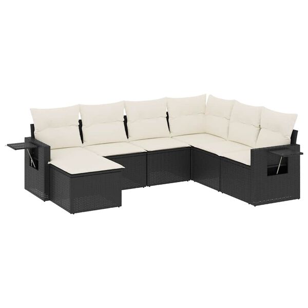 vidaXL Garden Sofa Set Black and Cream white