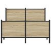 vidaXL Bed Frame Sonoma Oak Steel, Engineered Wood Double Bed Frame