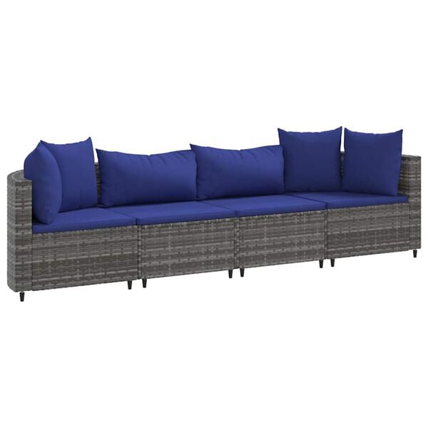 vidaXL Patio Sofa Set Set of 4 Gray