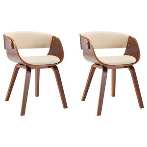 vidaXL Dining Chair Set of 2 Cream and dark brown