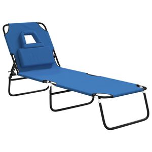 vidaXL Sun Lounger Blue Oxford fabric, Powder-coated steel Standard