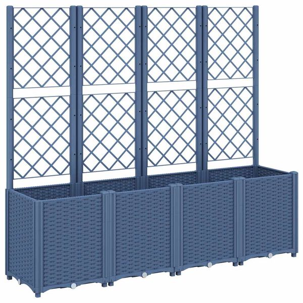 vidaXL Garden Planter Blue Grey Polypropylene 63 x 15.7 x 55.1 in