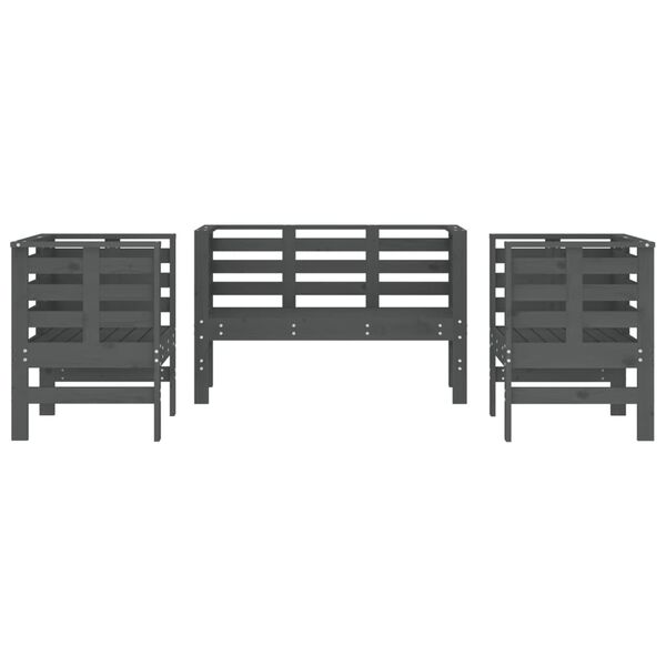 vidaXL Garden Lounge Set Gray Solid Pine Wood Medium Modular