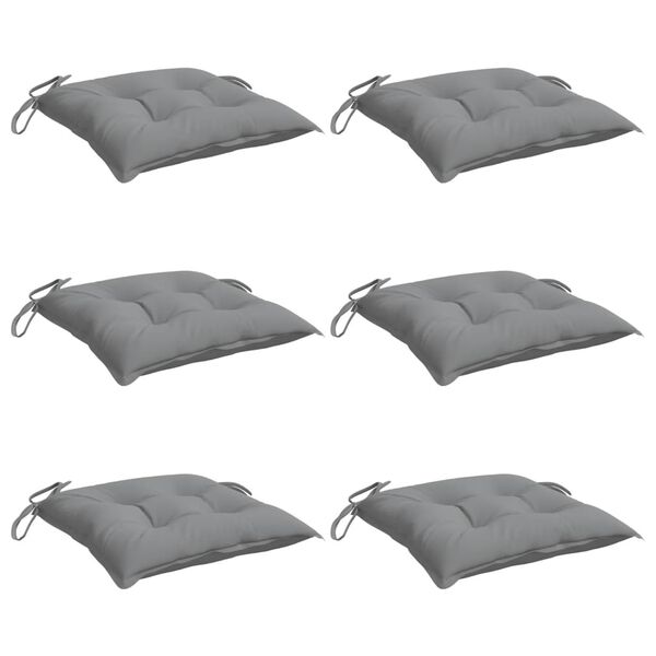 vidaXL Chair Cushion Set of 6 Gray Oxford fabric Non-slip