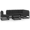 vidaXL Outdoor Lounge Set Black Solid pine wood, 100% polyester Large