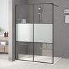 vidaXL Walk-in Shower Wall Black 55.1x76.8" Half Frosted ESG Glass
