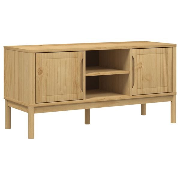 vidaXL TV Cabinet Wax Brown Solid Pine Wood, Engineered Wood