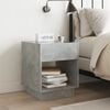 vidaXL Bedside Table Concrete Grey Engineered Wood, Glass Medium