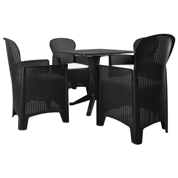 vidaXL 5 Piece Patio Dining Set Plastic Rattan Anthracite