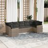 vidaXL Garden Sofa Set Grey PE rattan, powder-coated steel Large