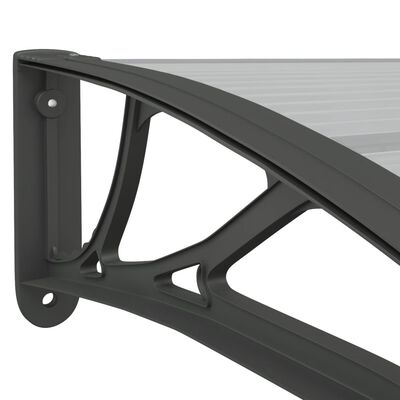 vidaXL Door Canopy Black and Transparent 137.8"x31.5" Polycarbonate