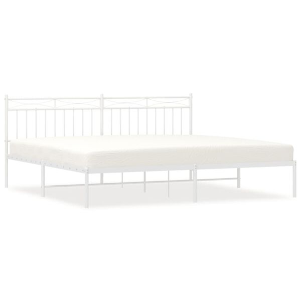 vidaXL Bed Frame White Powder-Coated Steel 78.7x78.7 in Modern
