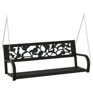 vidaXL Garden Swing Bench Black Steel and Plastic Medium