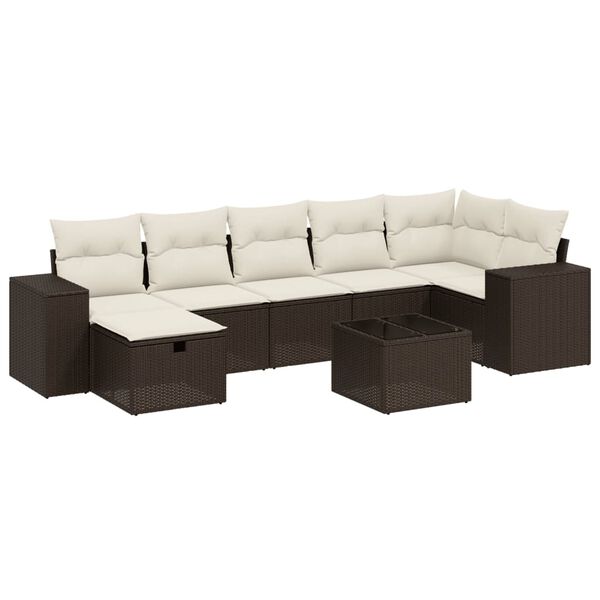 vidaXL Garden Sofa Set Brown Poly Rattan Large Modular Garden Sofa Set
