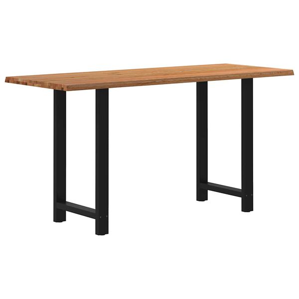 vidaXL Dining Table Light Brown, Black Solid Oak Wood, Powder-Coated Steel