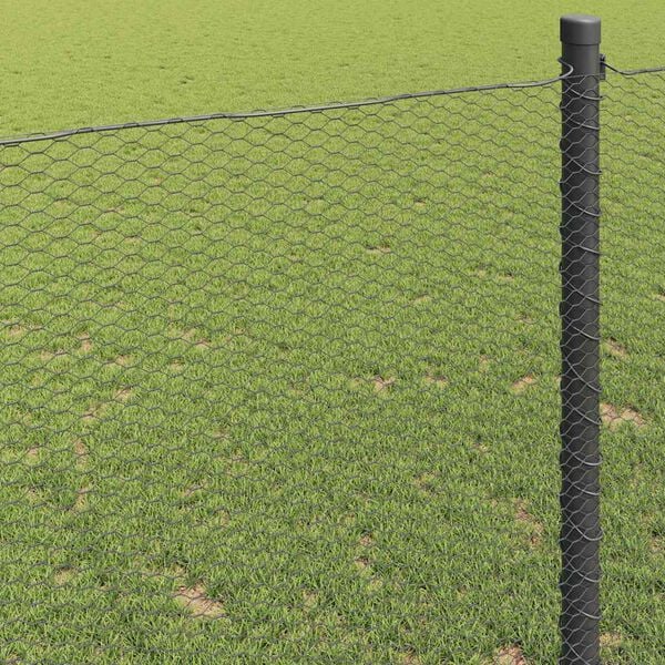 vidaXL Hexagon Fence Grey 3.94 x 32.81 ft PVC