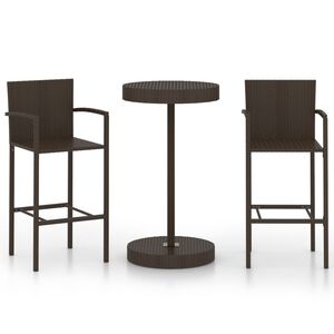 vidaXL Garden Bar Set Brown PE rattan, powder-coated steel Standard