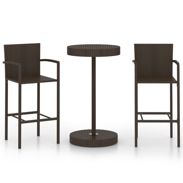 vidaXL Garden Bar Set Brown PE rattan, powder-coated steel Standard