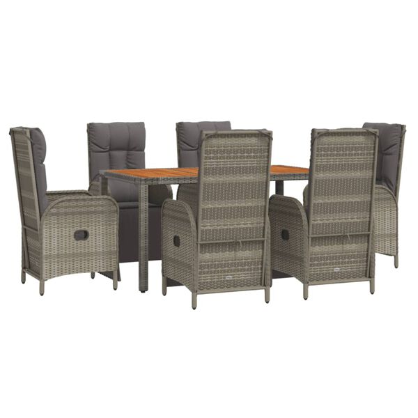 vidaXL Garden Dining Set Grey PE rattan Medium Garden Dining Set