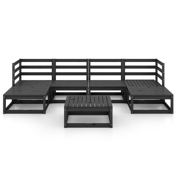vidaXL Garden Lounge Set Black Solid Pine Wood Medium Modular