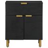 vidaXL Bedside Cabinet Black Engineered wood, solid mango wood, brass
