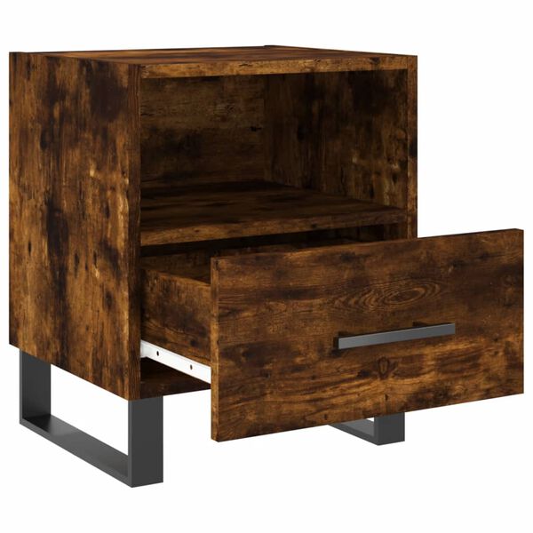 vidaXL Bedside Cabinet Smoked Oak Engineered wood, Iron Medium
