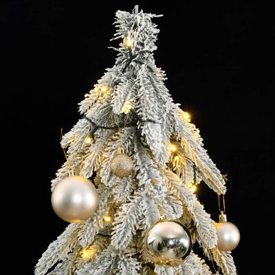 vidaXL Artificial Christmas Tree 300 LEDs&Ball Set&Flocked Snow 82.7"