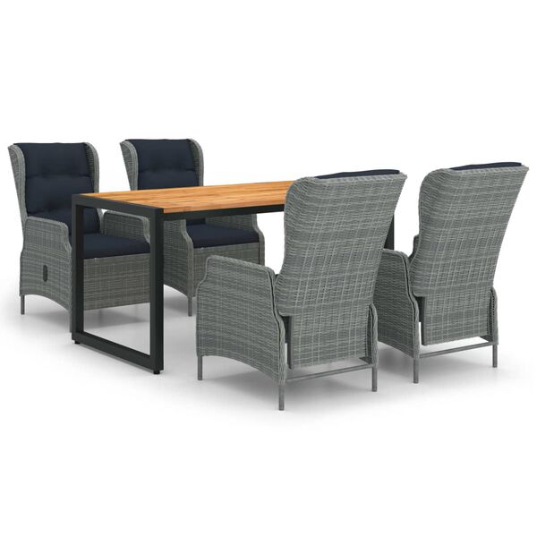 vidaXL 5 Piece Patio Dining Set Light Gray