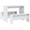 vidaXL Dining Table and Bench Set High Gloss White Engineered Wood