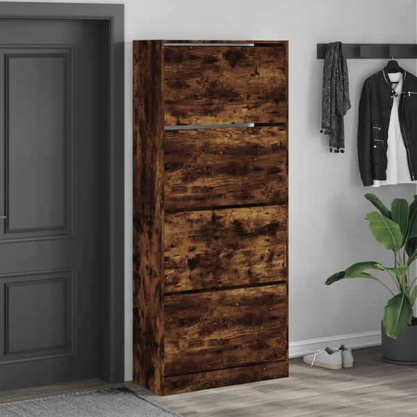 vidaXL Shoe Cabinet Smoked Oak Engineered wood 73.8 in tall Shoe Cabinet