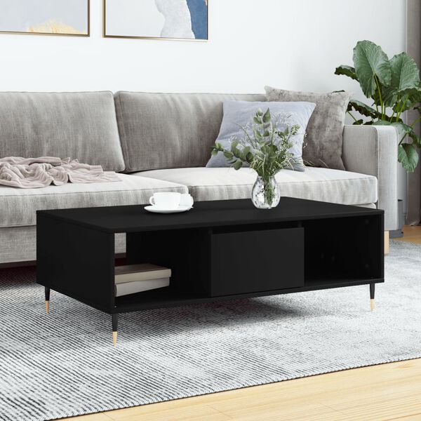 vidaXL Coffee Table Black Engineered wood, iron Coffee Table Rectangular