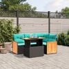 vidaXL 5 Piece Patio Sofa Set with Cushions Black Poly Rattan