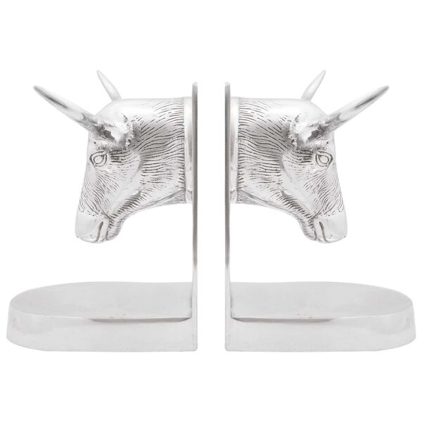 vidaXL Bookends 2 pcs Silver 8.46 x 6.10 x 7.87 in Aluminium