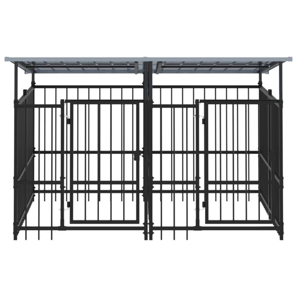 vidaXL Dog Kennel Black Powder-coated steel 40.3 sq ft floor area