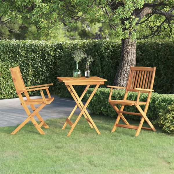 vidaXL 3 Piece Folding Patio Dining Set Solid Acacia Wood (313595+313601)