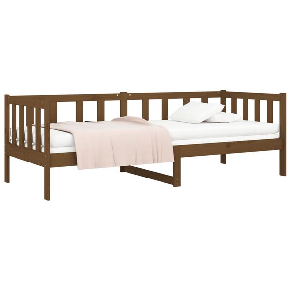 vidaXL Day Bed Honey brown Solid pine wood Twin Convertible into a Couch