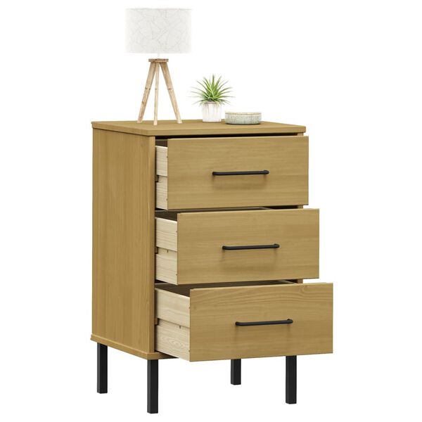 vidaXL Bedside Cabinet Brown Solid pine wood, metal Bedside Cabinet