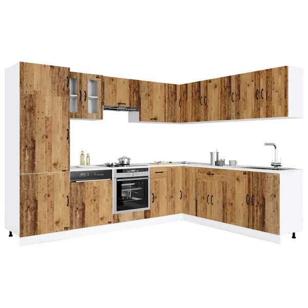vidaXL Kitchen Cabinet Set Old wood Engineered wood and glass Large