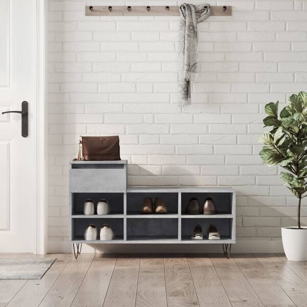 vidaXL Shoe Cabinet Concrete grey Engineered wood Medium Shoe Cabinet