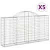vidaXL Gabion Basket Set of 5 Silver Galvanized Iron Large Durable