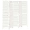 vidaXL Room Divider 5 Panels White Solid Wood Paulownia
