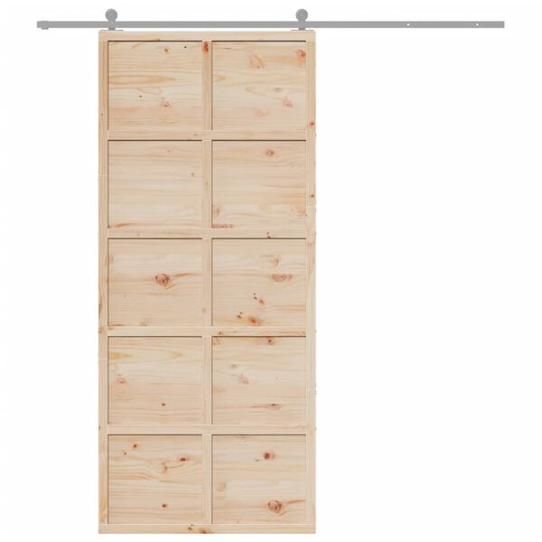 vidaXL Barn Door 35.4"x81.9" Solid Wood Pine