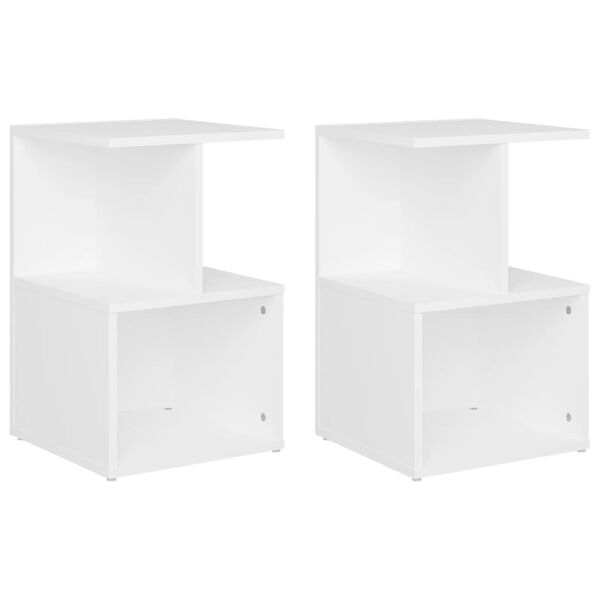 vidaXL Bedside Cabinet Set of 2 White Engineered wood 13.8x13.8x21.7 in