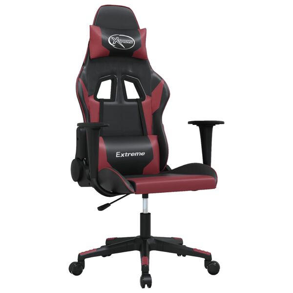 vidaXL Gaming Chair Black and Wine Red Faux Leather