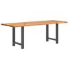 vidaXL Dining Table Light Brown Solid Oak Wood Large Adjustable Feet