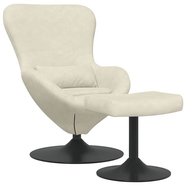 vidaXL Egg Chair with Footstool Cream 24.80 x 28.74 x 35.43 in Velvet