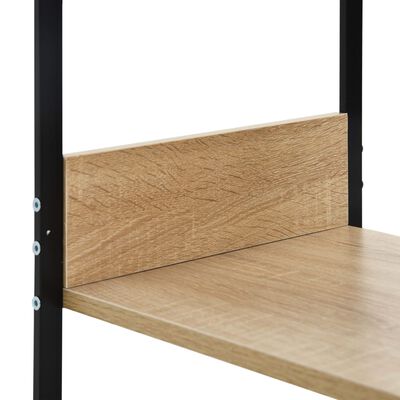 vidaXL Small Straight Book Shelf Black and Oak 13.2"x15.6"x31.4" Engineered Wood