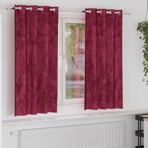 vidaXL Curtain with Curtains 2 pcs Wine Red 175 x 140 cm Velvet
